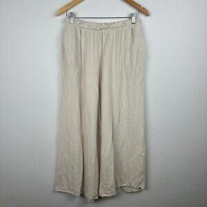 Renee c. Wide Leg Pants Made In USA Womens XL Summer Spring Tan White Beach Flow